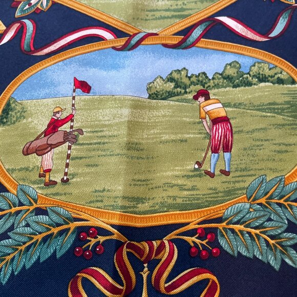 Salvatore Ferragamo Vintage Silk Scarf – Equestrian & Sports Theme - Picture 11 of 15